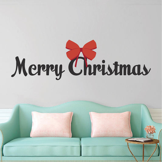 Merry Christmas Wall Decal with Bow