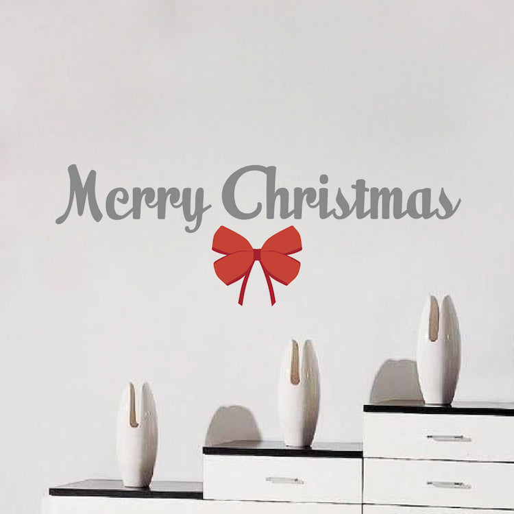Merry Christmas Wall Decal with Bow