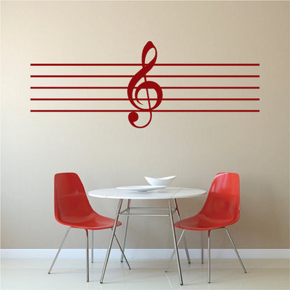 Treble Clef and Music Staff Wall Decal - view 3