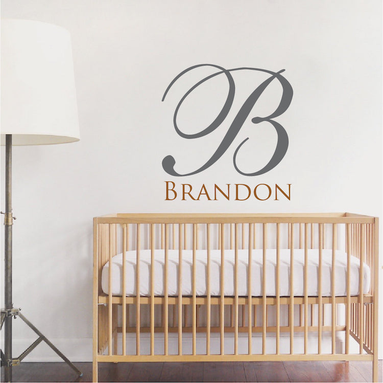 Personalized Large Initial and Name Wall Decal - view 3