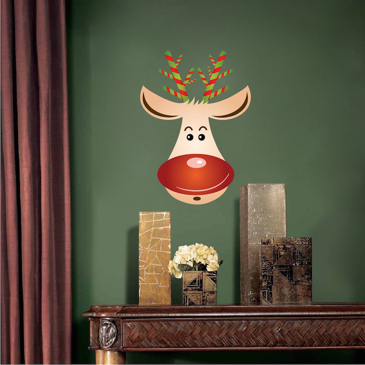 Christmas Reindeer Head Wall Decal