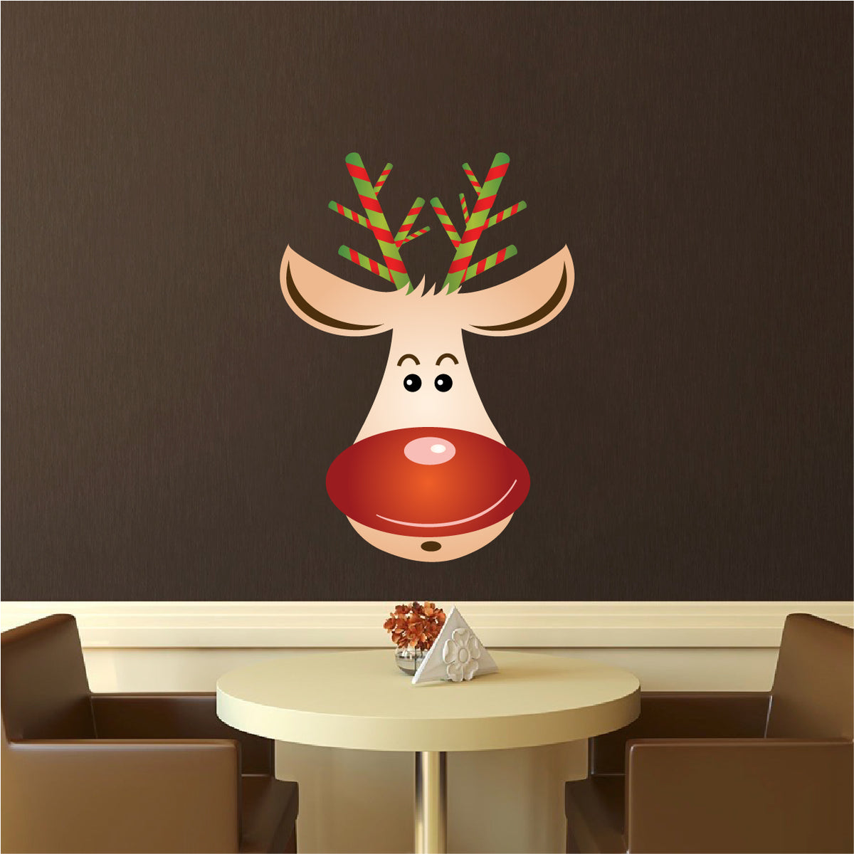 Christmas Reindeer Head Wall Decal