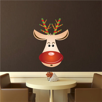 Christmas Reindeer Head Wall Decal