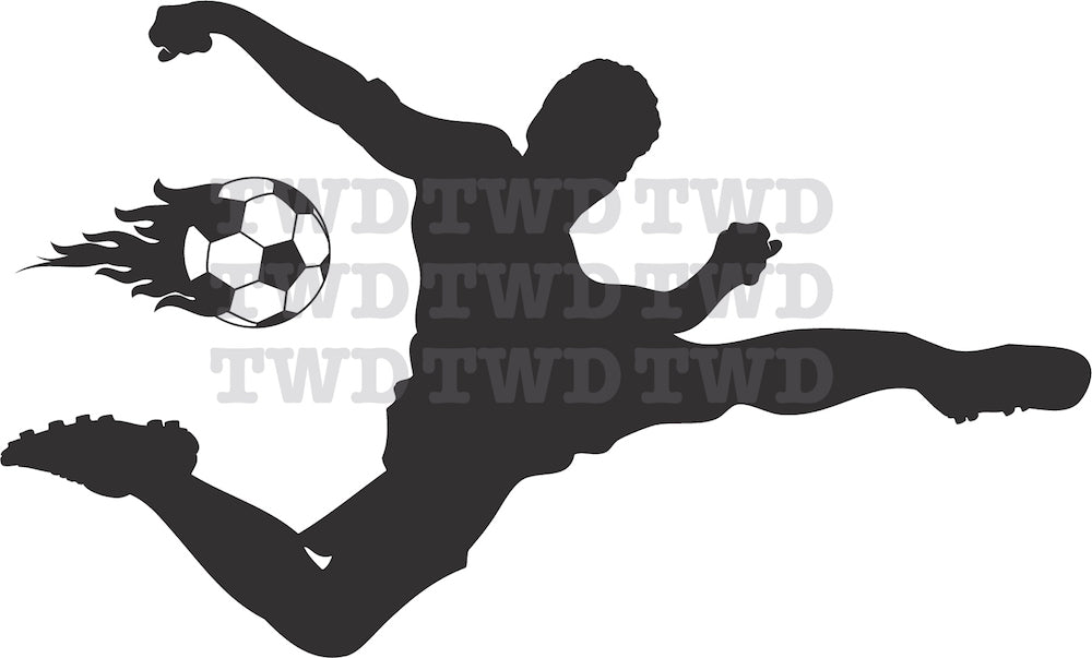 Soccer Player and Flaming Ball Wall Decal - view 4