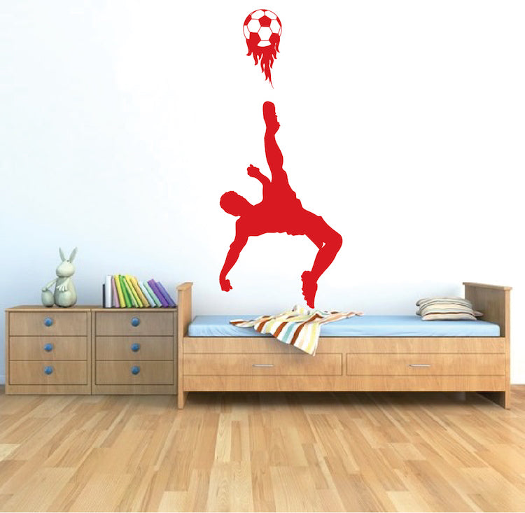 Soccer Player and Flaming Ball Wall Decal - view 2