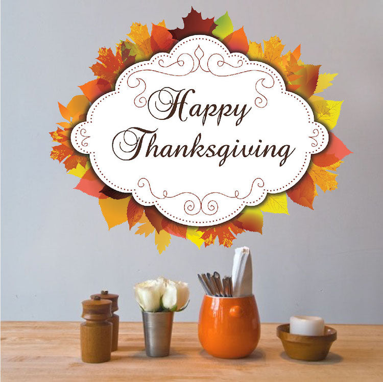 Happy Thanksgiving Wall Mural Decal – Festive Fall Decor