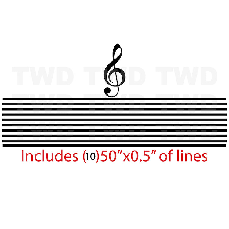 Treble Clef and Music Staff Wall Decal - view 4