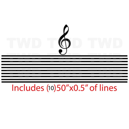 Treble Clef and Music Staff Wall Decal - view 4