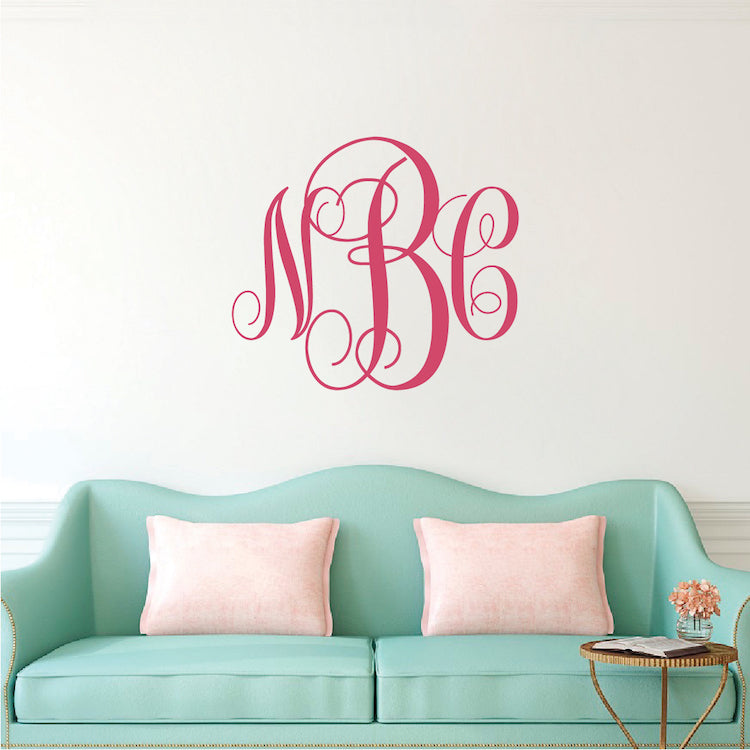 Personalized Vine Monogram Wall Decal - view 1
