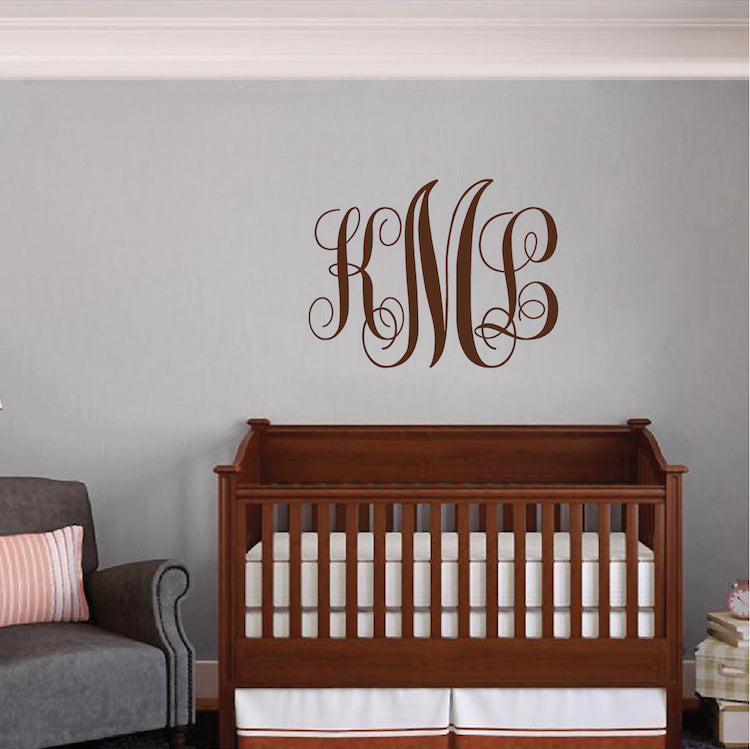 Personalized Vine Monogram Wall Decal - view 2