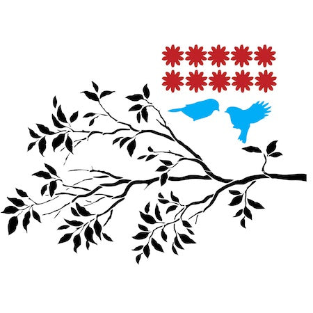 Birds and Flowering Branch Wall Decal - view 3