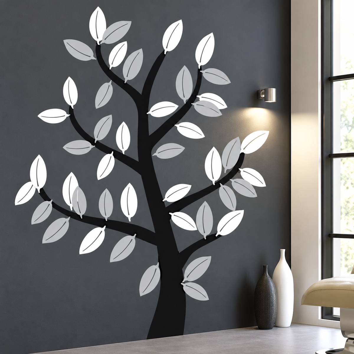 Leafy Tree Wall Decal in enhanced original setting