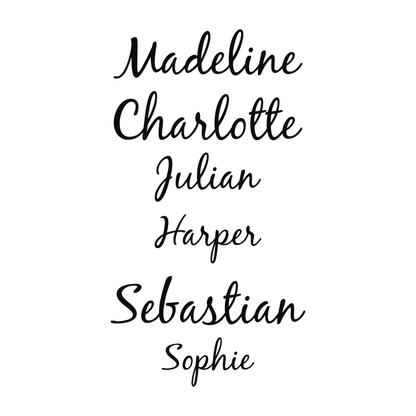Six personalized handwritten name examples