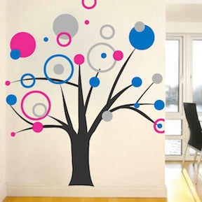 Rings and Dots Tree Wall Decal - view 1