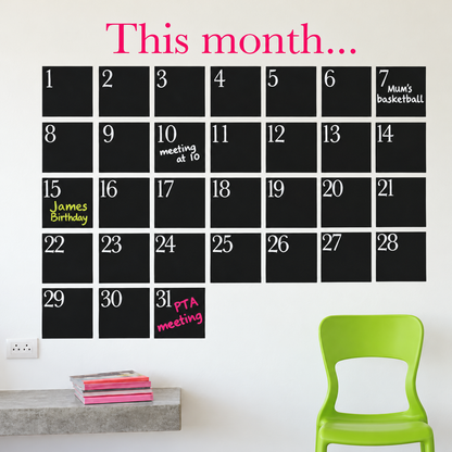 Chalkboard Calendar Wall Decal in enhanced original setting