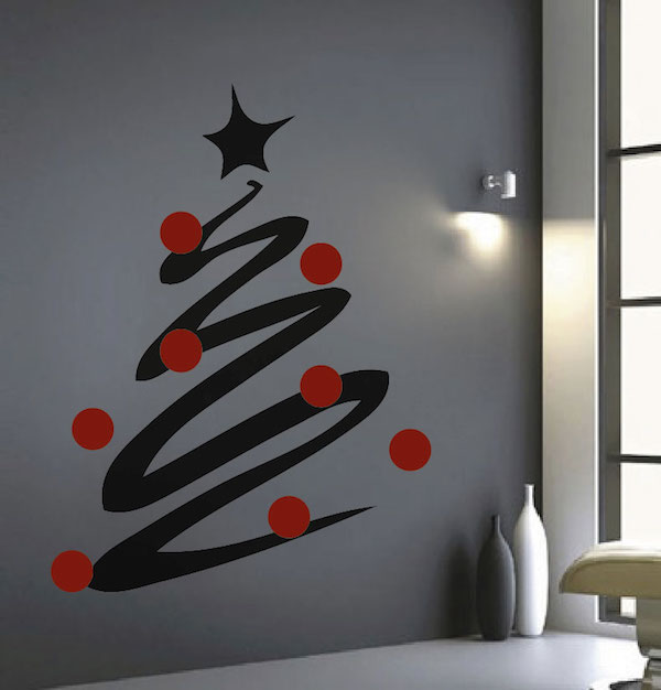 Modern Christmas Tree & Dots Wall Decal