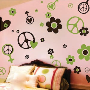 Retro Flower and Heart Wall Decal Kit - Design 2 - view 2