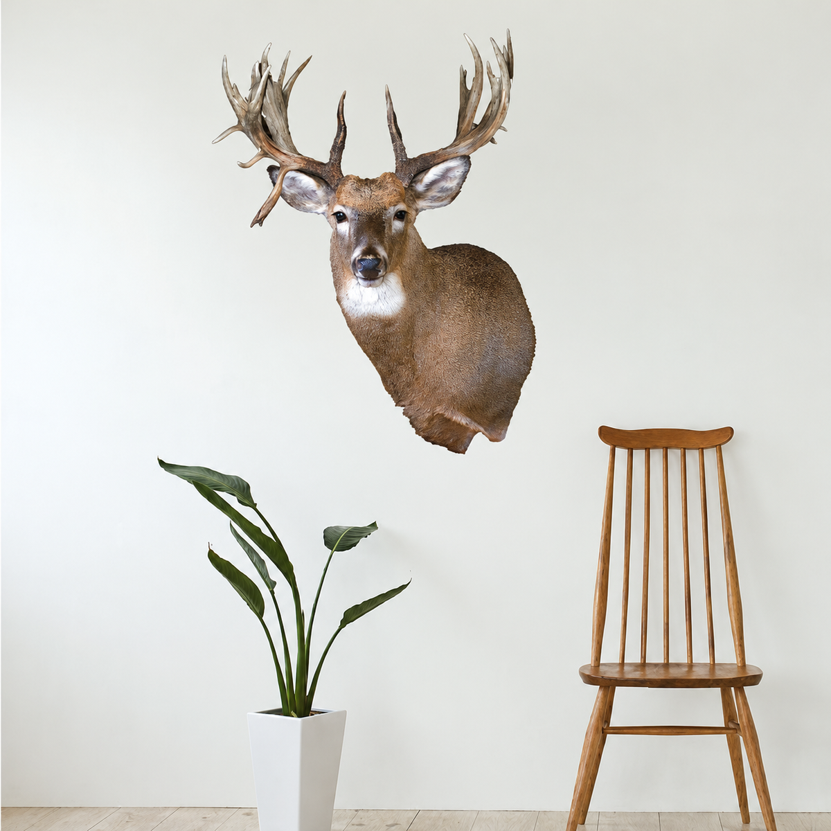 Deer head wall decal with clearer fur and antler detail