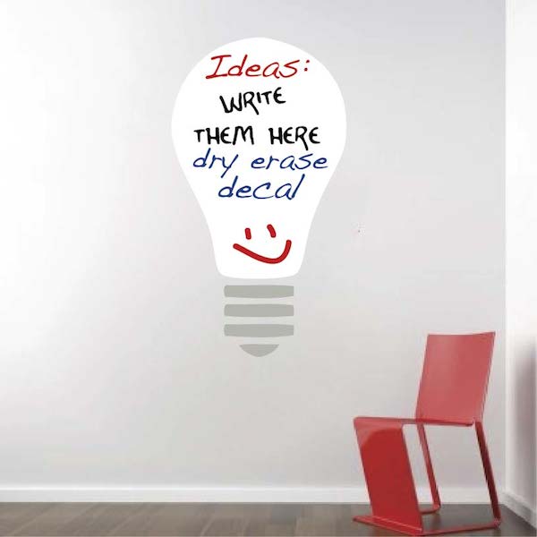 Light Bulb Dry Erase Wall Decal - view 1