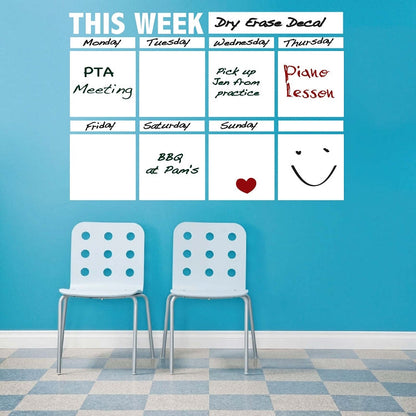 Weekly Dry Erase Calendar Wall Decal — original product photo