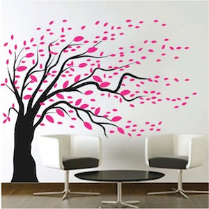 Blowing Tree and Leaves Wall Decal - view 2