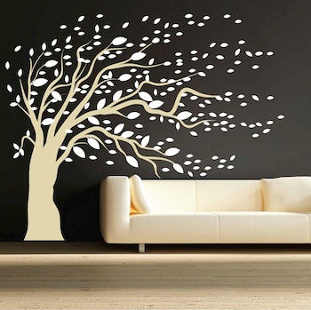 Blowing Tree and Leaves Wall Decal - view 1
