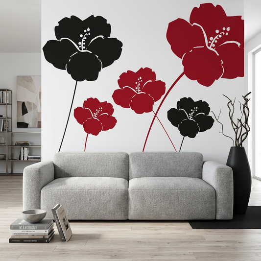 Two Flower and Stem Wall Decal Set