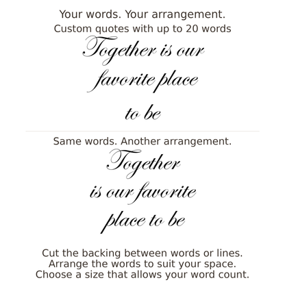 Large readable custom quote guide showing two arrangements with the same letter size