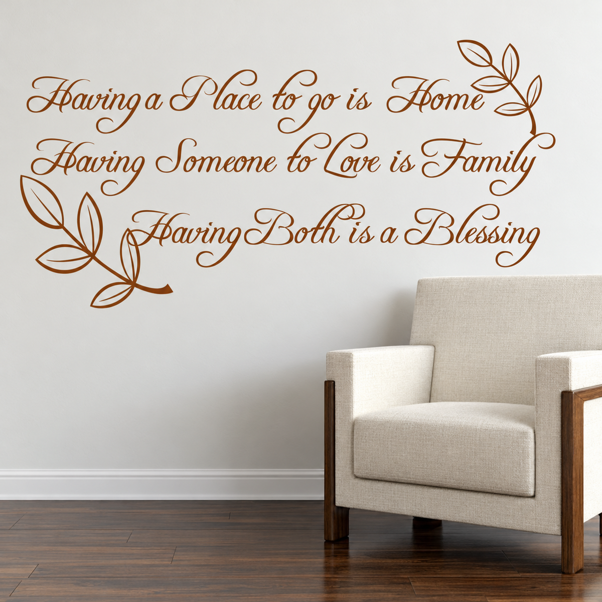 Home family and blessing wall quote decal in a living room