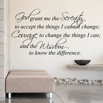 Serenity Prayer wall decal in a calming room