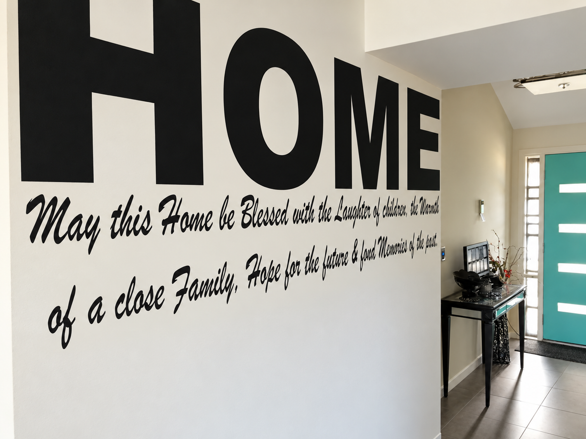 42j wall quote decal shown in a room