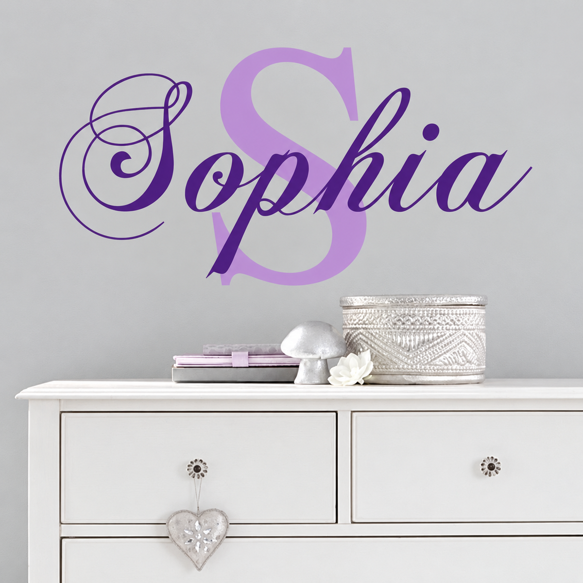 45n personalized wall decal shown in a room