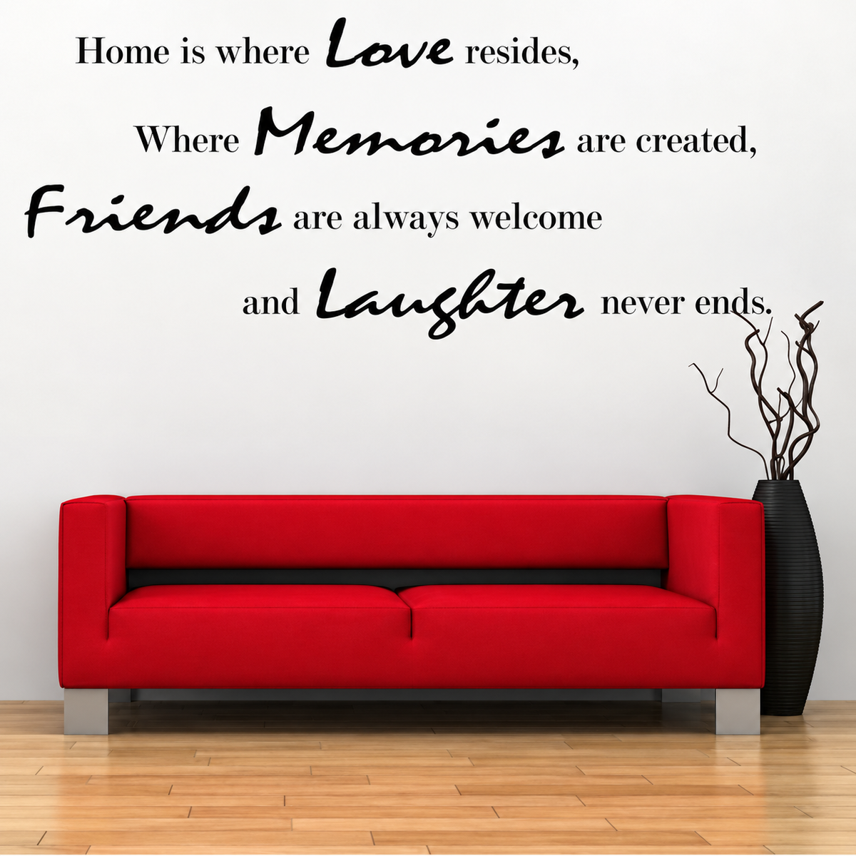 43d wall quote decal shown in a room