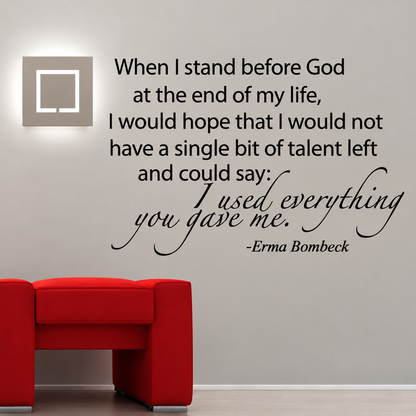 45h wall quote decal shown in a room