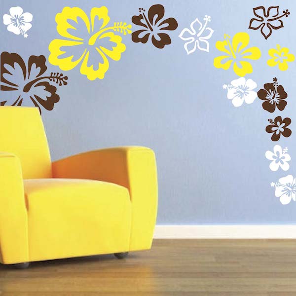Hibiscus Flower Wall Decal Set - view 1