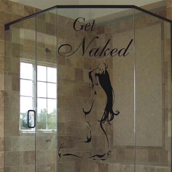 Get Naked Bathroom Saying Wall Quote Decal - view 2
