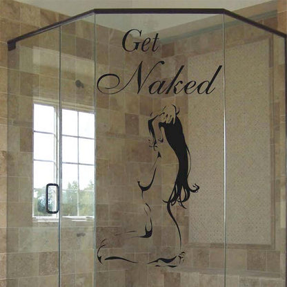 Get Naked Bathroom Saying Wall Quote Decal - view 2