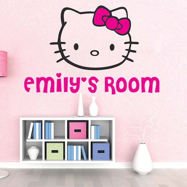 Personalized Bow Cat Room Wall Decal - view 1