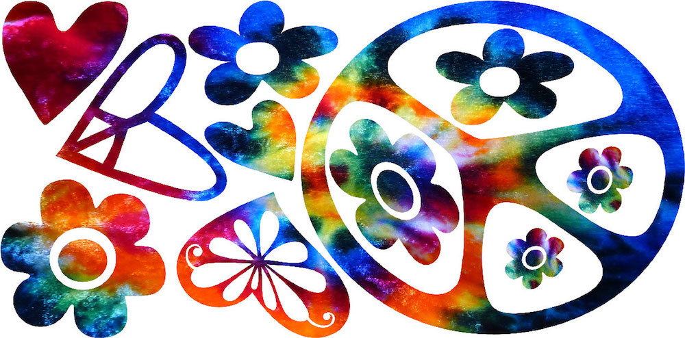 Tie-Dye Peace Sign Wall Decals – Retro Hippie Room Decor