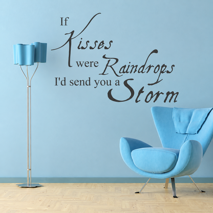 if kisses were raindrops wall quote decal displayed on a wall
