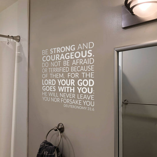 Large Bible Verse Decal – Courage & Strength Scripture Sticker