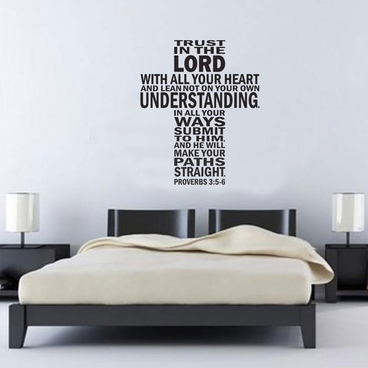 Cross-Shaped Christian Wall Quote Decal – Faith Inspiration