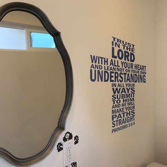 Cross-Shaped Christian Wall Quote Decal – Faith Inspiration