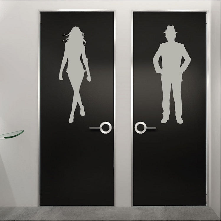 Modern Restroom Door Decal Set - view 1