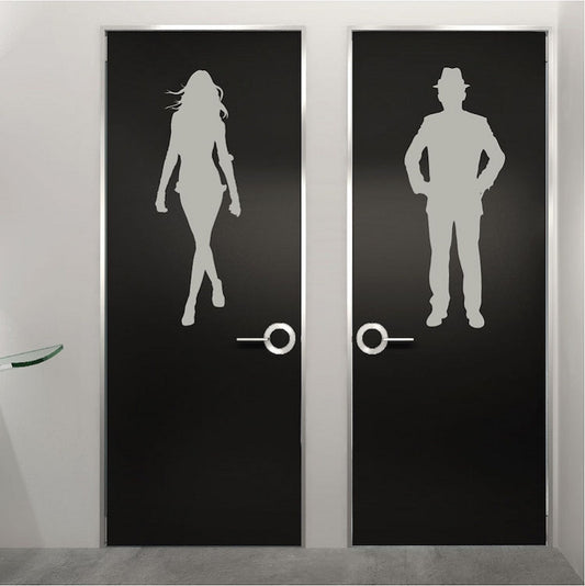 Modern Restroom Door Decal Set - view 1