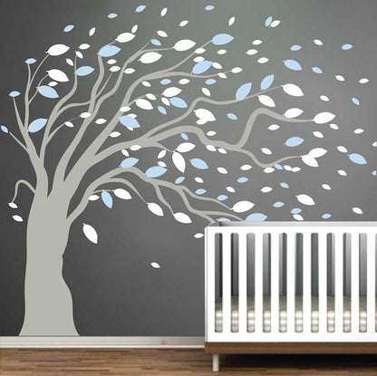 Blowing Tree and Leaves Wall Decal - view 1