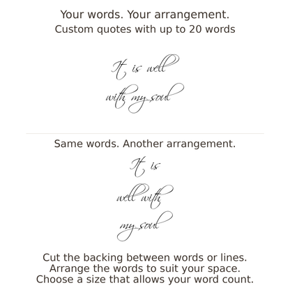 Large readable custom quote guide showing two arrangements with the same letter size