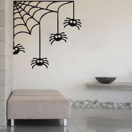 Corner Spider Web Halloween Wall Decal