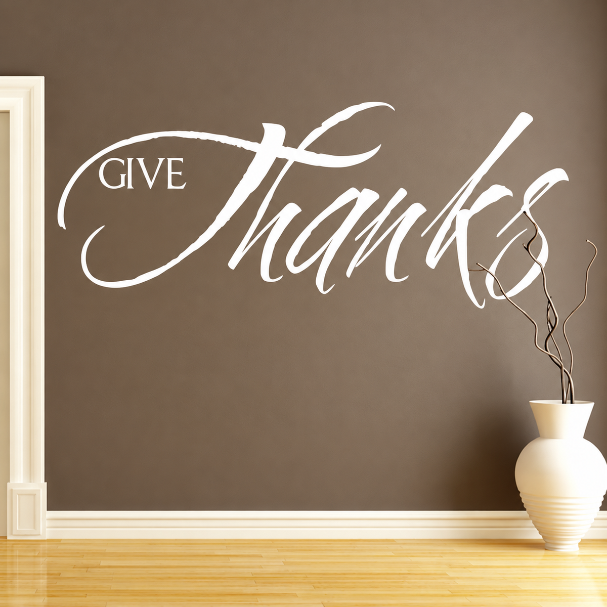 Give Thanks Wall Quote Decal on wall