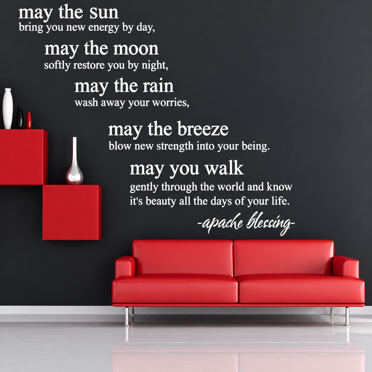 Apache Blessing Wall Quote Decal on wall